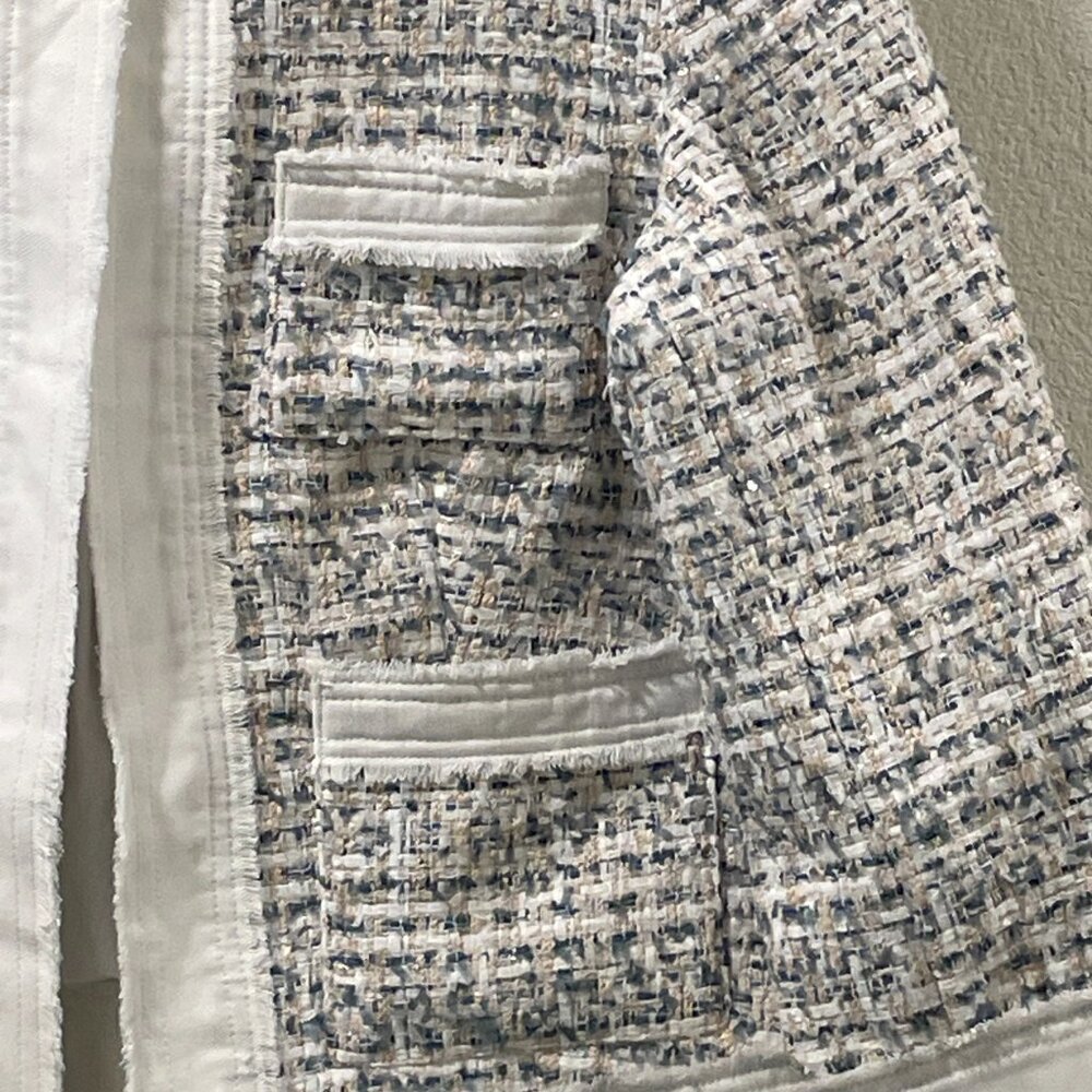 NANETTE LEPORE (NWT) Tweed Open Front Long Sleeve Deep Cuff Short Jacket - L - Picture 5 of 13